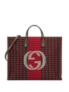 GUCCI INTERLOCKING G HOUNDSTOOTH TOTE BAG