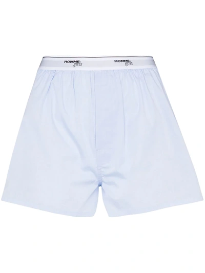 Hommegirls Logo-tape Detail Boxer Shorts In Blue