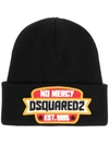 DSQUARED2 BLACK WOOL NO MERCY BEANIE,11610601