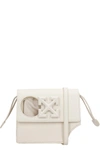 OFF-WHITE HOLE JITNES 0.7 SHOULDER BAG IN WHITE LEATHER,11610728