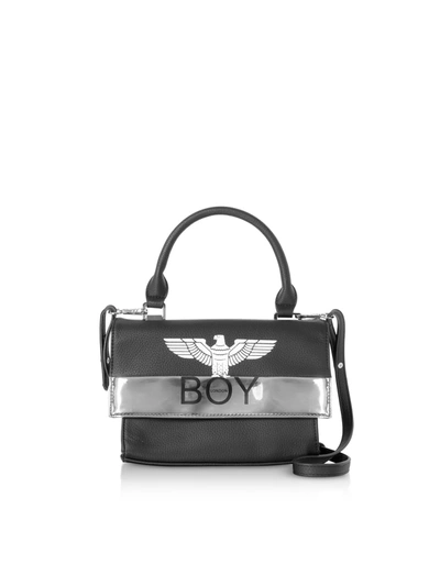 Boy London Black & Silver Synthetic Leather Top Handle Bag