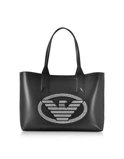 Emporio Armani Signature Medium Tote Bag In Black