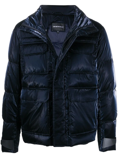 Emporio Armani Multiple Pocket Padded Jacket In Blue