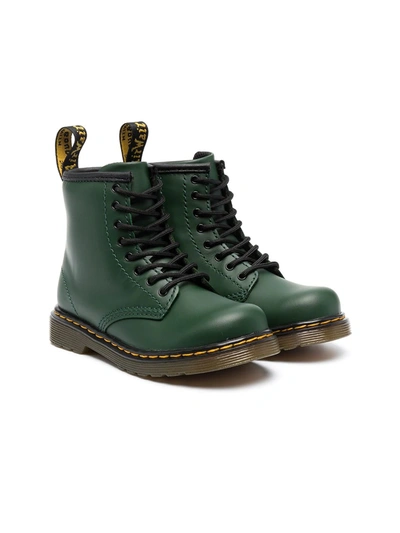 Dr. Martens' 1460 Combat Boots In Green Leather