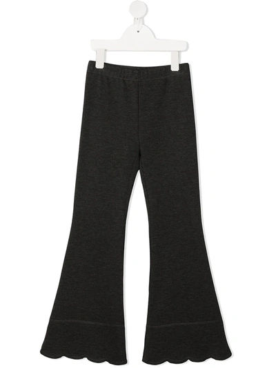 La Stupenderia Kids' Scallop-hem Flared Trousers In Grey