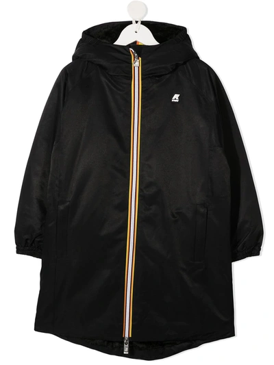 K-way Kids' Clelie Hooded Parka Coat In Black
