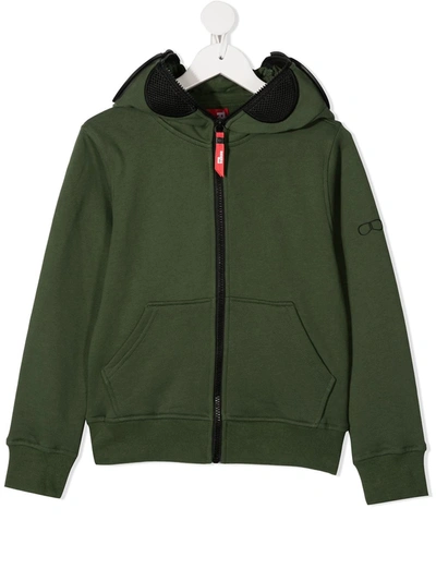 Ai Riders On The Storm Young Slogan-print Zip Hoodie In Green