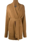 DOLCE & GABBANA BELTED KNITTED CASHMERE CARDI-COAT