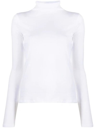 Vince Roll-neck Cotton Blouse In White