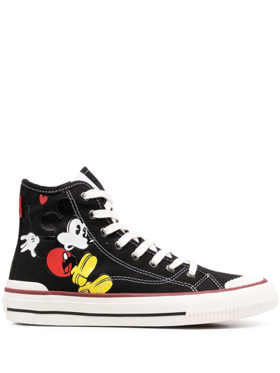 Moa Master Of Arts Moa Sneakers In Fabric With Mickey Mouse Print In Black