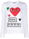 Comme Des Garçons Play Long-sleeved Printed T-shirt In White In White