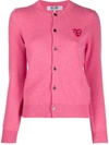 Comme Des Garçons Play Overlapping Heart Wool Cardigan In Pink