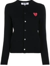 Comme Des Garçons Play Overlapping Heart Wool Cardigan In Black