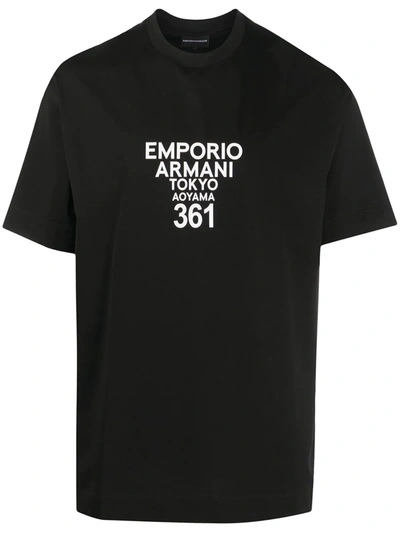 Emporio Armani Logo-print Cotton T-shirt In Black/white
