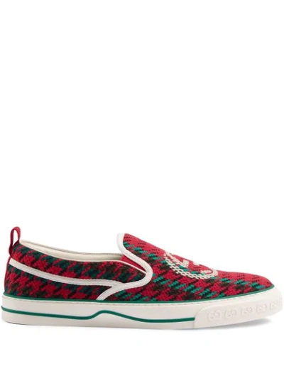 Gucci Men's Tennis 1977 Slip-on Woven Trainers In Green Comb