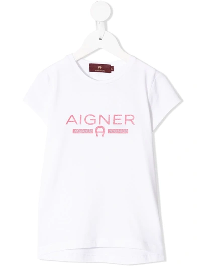 Aigner Kids' Logo印花t恤 In White