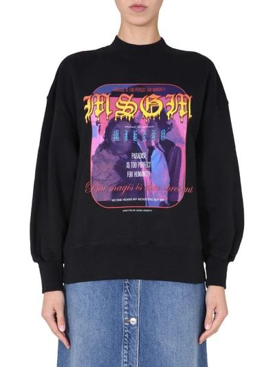 Msgm Paricollo Sweatshirt In Black