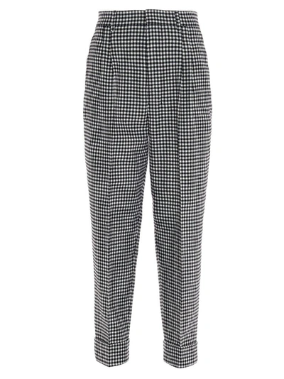 Ami Alexandre Mattiussi Ami Houndstooth Patterned Cropped Trousers In White