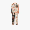 Desmond & Dempsey Persephone Floral-print Two-piece Pyjamas In Orange