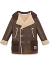 DOLCE & GABBANA SHEARLING-TRIM DOUBLE-BREASTED COAT