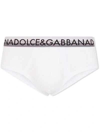 Dolce & Gabbana Brando Briefs In Stretch Pima Cotton In Bianco