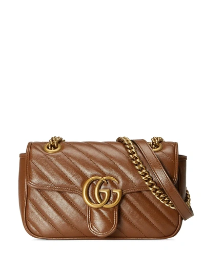 Gucci Gg Marmont Mini Matelassé Shoulder Bag In Brown