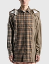 BURBERRY CONTRAST CHECK COTTON FLANNEL RECONSTRUCTED SHIRT