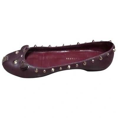 Pre-owned Marc By Marc Jacobs Burgundy Leather Ballet Flats