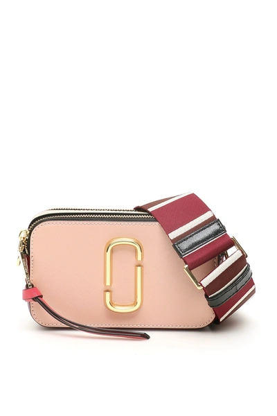 Marc Jacobs Snapshot Leather Crossbody Bag In Beige,red,pink
