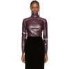 SAINT LAURENT PURPLE LATEX TURTLENECK BODYSUIT