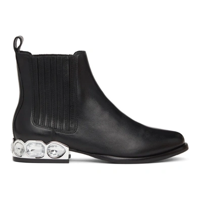 Sophia Webster Bessie Embellished Block Heel Leather Chelsea Boot In Black Nappa Silver