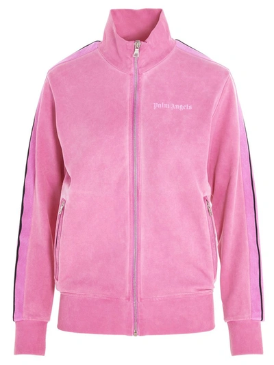 Palm Angels Bubble Pink Woman Sweatshirt With Zip And Logo