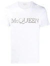 Alexander Mcqueen White Embroidered Logo T-shirt In White