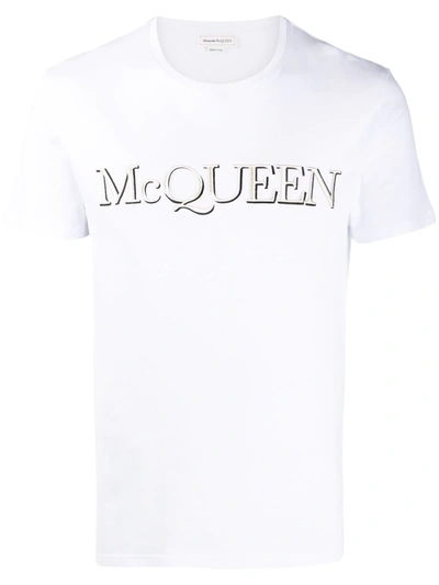 Alexander Mcqueen White Embroidered Logo T-shirt