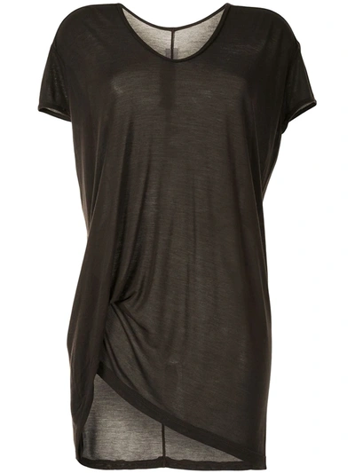 Rick Owens Hiked Draped Jersey T-shirt In Black
