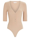 A.L.C Toni Rib Knit Henley Bodysuit,060052404980