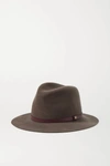 Rag & Bone Leather-trimmed Wool-felt Fedora In Brown