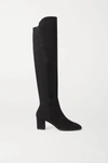 STUART WEITZMAN HARPER SUEDE AND NEOPRENE KNEE BOOTS