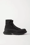 Alexander Mcqueen Leather And Rubber Exaggerated-sole Ankle Boots In Black