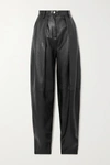 MAGDA BUTRYM PLEATED LEATHER TAPERED PANTS