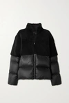 MONCLER COYOTE SHEARLING AND QUILTED SHELL DOWN JACKET