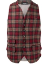 DSQUARED2 CHECKED WOOL WAISTCOAT