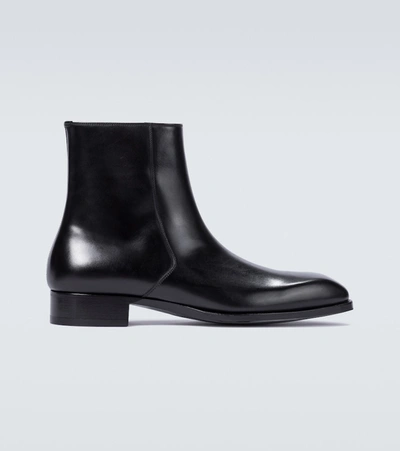 Tom Ford Burnished Leather Ankle Boot In Braun