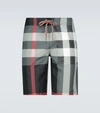 Burberry Breton Check Print Tech Swim Shorts In Grey