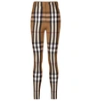 BURBERRY CHECKED STRETCH-JERSEY SKINNY PANTS,P00515128