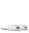 Saint Laurent Woven Leather Flat Slide Sandals In Safari Kaki