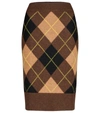 BURBERRY ARGYLE WOOL AND CASHMERE MIDI SKIRT,P00529755