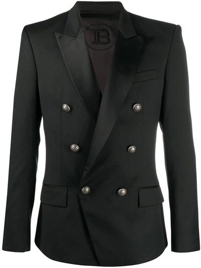 Balmain Double-breasted Effect Blazer In Black