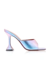 Amina Muaddi Purple Iridescent Caroline Slipper Heels In Blue