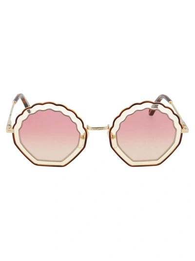 Chloé Pink Geometric Ladies Sunglasses Ce147s 257 56 In Multicolor